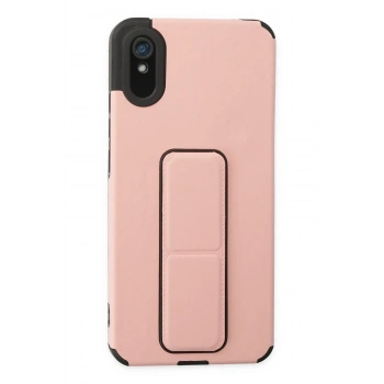 Mey İthalat®   Redmi 9A Kılıf Mega Standlı Silikon - Pudra