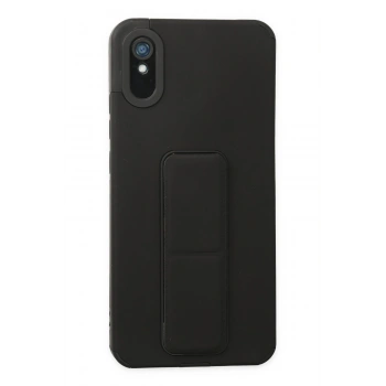 Mey İthalat®   Redmi 9A Kılıf Mega Standlı Silikon - Siyah