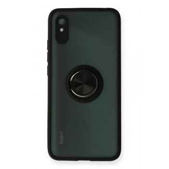 Mey İthalat®   Redmi 9A Kılıf Montreal Yüzüklü Silikon Kapak - Siyah