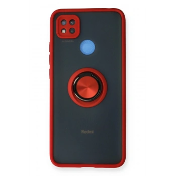 Mey İthalat®   Redmi 9C Kılıf Montreal Yüzüklü Silikon Kapak - Kırmızı
