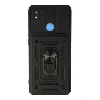 Mey İthalat® Redmi 9C Kılıf Pars Lens Yüzüklü Silikon - Siyah