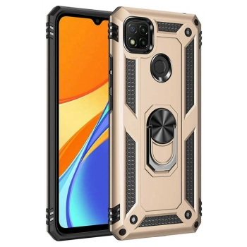 Mey İthalat® Redmi 9C Kılıf Sofya Yüzüklü Silikon Kapak - Gold