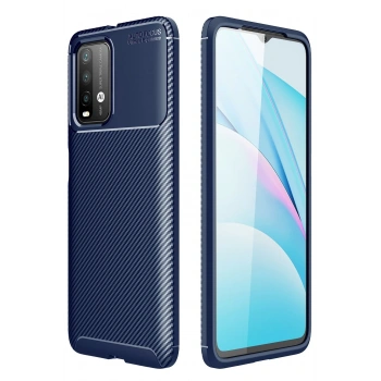 Mey İthalat®   Redmi 9T Kılıf Auto Focus Karbon Kapak - Lacivert