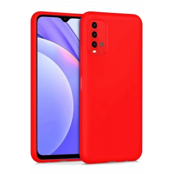 Mey İthalat®   Redmi 9T Kılıf Nano içi Kadife Silikon - Kırmızı