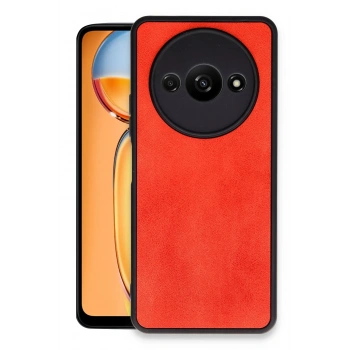 Mey İthalat®   Redmi A3 4G Kılıf Aras Deri Kapak - Kırmızı