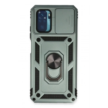 Mey İthalat®   Redmi Note 10 Kılıf Pars Lens Yüzüklü Silikon - Yeşil