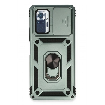 Mey İthalat®   Redmi Note 10 Pro Kılıf Pars Lens Yüzüklü Silikon - Yeşil