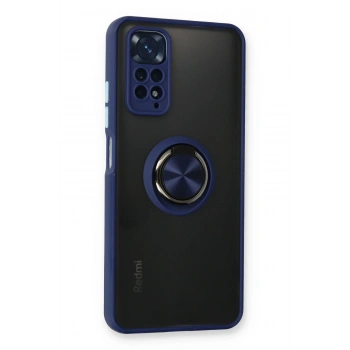 Mey İthalat®   Redmi Note 11 Kılıf Montreal Yüzüklü Silikon Kapak - Lacivert