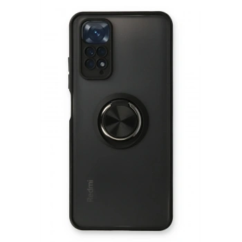 Mey İthalat®   Redmi Note 11 Kılıf Montreal Yüzüklü Silikon Kapak - Siyah