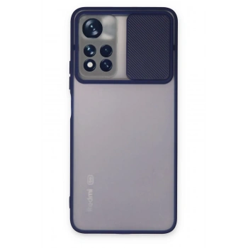 Mey İthalat®   Redmi Note 11T Kılıf Palm Buzlu Kamera Sürgülü Silikon - Lacivert