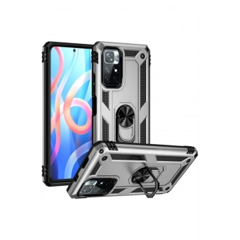 Mey İthalat®   Redmi Note 11T Kılıf Sofya Yüzüklü Silikon Kapak - Gümüş