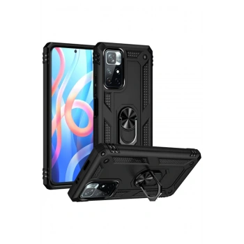 Mey İthalat®   Redmi Note 11T Kılıf Sofya Yüzüklü Silikon Kapak - Siyah