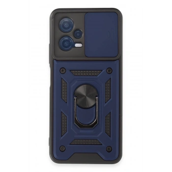 Mey İthalat®   Redmi Note 12 5G Kılıf Pars Lens Yüzüklü Silikon - Lacivert