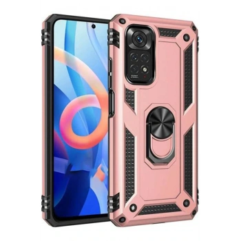 Mey İthalat®   Redmi Note 12S Kılıf Sofya Yüzüklü Silikon Kapak - Rose