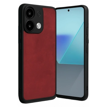Mey İthalat®   Redmi Note 13 4G Kılıf Aras Deri Kapak - Kırmızı