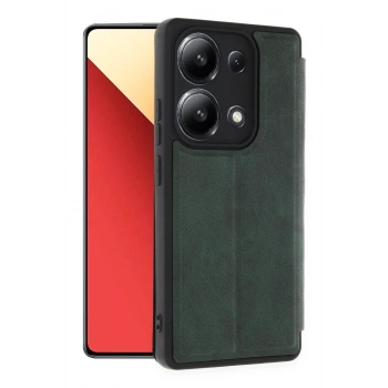 Mey İthalat®   Redmi Note 13 4G Kılıf Flip Cover - Koyu Yeşil