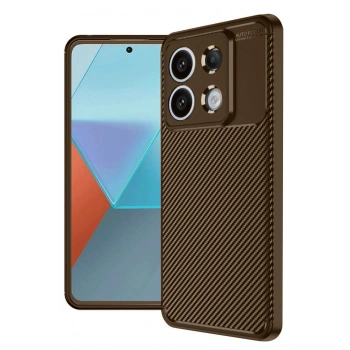 Mey İthalat®   Redmi Note 13 Pro 4G Kılıf Auto Focus Karbon Kapak - Kahverengi