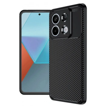 Mey İthalat®   Redmi Note 13 Pro 4G Kılıf Auto Focus Karbon Kapak - Siyah