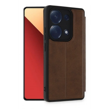 Mey İthalat®   Redmi Note 13 Pro 4G Kılıf Flip Cover - Taba