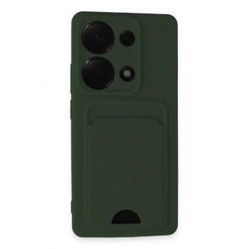 Mey İthalat®   Redmi Note 13 Pro 4G Kılıf Kelvin Kartvizitli Silikon - Koyu Yeşil