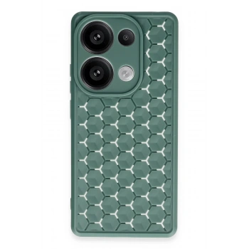 Mey İthalat®   Redmi Note 13 Pro 4G Kılıf Petek Silikon Kapak - Koyu Yeşil