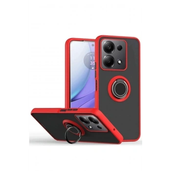 Mey İthalat® Redmi Note 13 Pro 4G Montreal Yüzüklü Silikon Kapak - Kırmızı