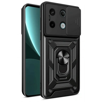 Mey İthalat® Redmi Note 13 Pro 4G Pars Lens Yüzüklü Silikon - Siyah