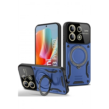 Mey İthalat®   Redmi Note 13 Pro 5G Kılıf Joy Lens Standlı Kapak - Lacivert