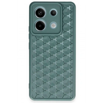 Mey İthalat®   Redmi Note 13 Pro 5G Kılıf Petek Silikon Kapak - Koyu Yeşil
