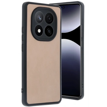 Mey İthalat®   Redmi Note 14 Pro 5G Kılıf Aras Deri Kapak - Pudra