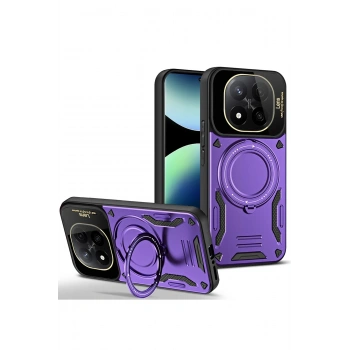 Mey İthalat® Redmi Note 14 Pro 5G Kılıf Joy Lens Standlı Kapak - Mor