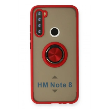 Mey İthalat®   Redmi Note 8 Kılıf Montreal Yüzüklü Silikon Kapak - Kırmızı