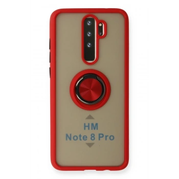 Mey İthalat®   Redmi Note 8 Pro Kılıf Montreal Yüzüklü Silikon Kapak - Kırmızı