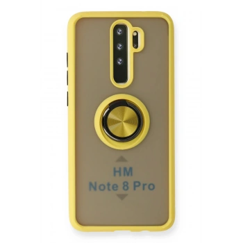 Mey İthalat®   Redmi Note 8 Pro Kılıf Montreal Yüzüklü Silikon Kapak - Sarı