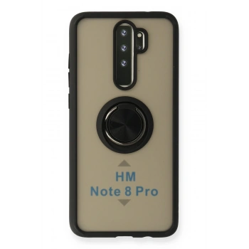 Mey İthalat®   Redmi Note 8 Pro Kılıf Montreal Yüzüklü Silikon Kapak - Siyah