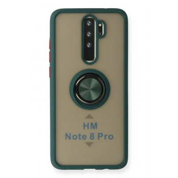 Mey İthalat®   Redmi Note 8 Pro Kılıf Montreal Yüzüklü Silikon Kapak - Yeşil
