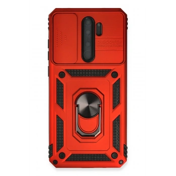 Mey İthalat®   Redmi Note 8 Pro Kılıf Pars Lens Yüzüklü Silikon - Kırmızı