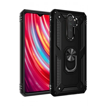 Mey İthalat®   Redmi Note 8 Pro Kılıf Sofya Yüzüklü Silikon Kapak - Siyah