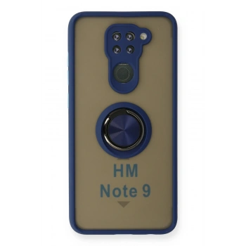 Mey İthalat®   Redmi Note 9 Kılıf Montreal Yüzüklü Silikon Kapak - Lacivert