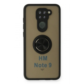 Mey İthalat®   Redmi Note 9 Kılıf Montreal Yüzüklü Silikon Kapak - Siyah