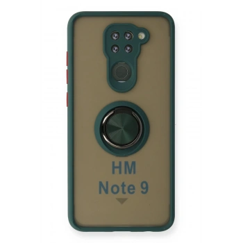 Mey İthalat®   Redmi Note 9 Kılıf Montreal Yüzüklü Silikon Kapak - Yeşil