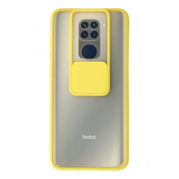 Mey İthalat®   Redmi Note 9 Kılıf Palm Buzlu Kamera Sürgülü Silikon - Sarı