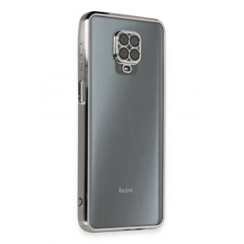 Mey İthalat®   Redmi Note 9 Pro Kılıf  Lensli Silikon - Gümüş