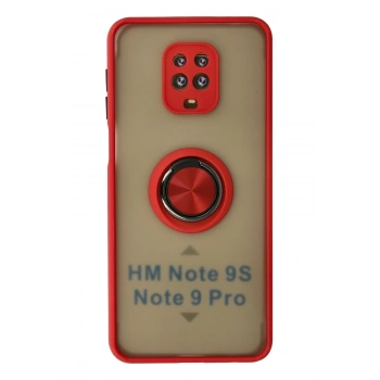 Mey İthalat®   Redmi Note 9 Pro Kılıf Montreal Yüzüklü Silikon Kapak - Kırmızı