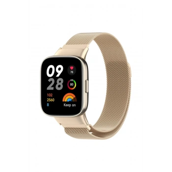 Mey İthalat® Redmi Watch 3 Metal Mıknatıslı Kordon - Metalik Gold