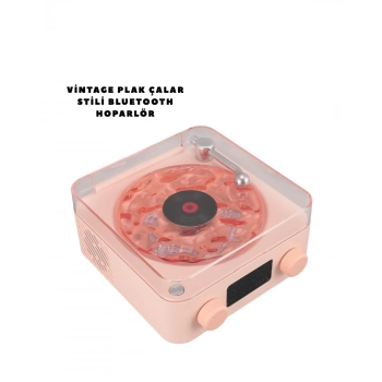 Mey İthalat® Retro Bluetooth Hoparlör PEMBE