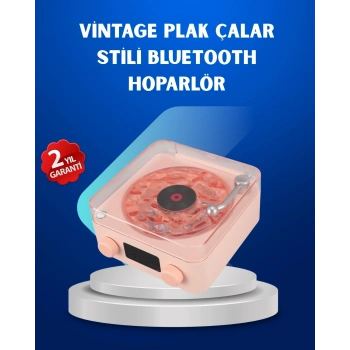 Mey İthalat® Retro Saatli Bluetooth Hoparlör – Gece Lambalı Kristal Ses Kalitesi