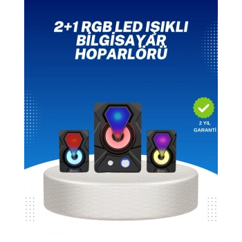 Mey İthalat® RGB Işıklı USB Hoparlör Seti 9W Çıkış Gücü Derin Bas