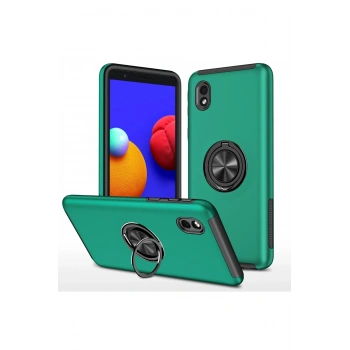 Mey İthalat®  Samsung Galaxy A01 Core Kılıf Elit Yüzüklü Kapak - Yeşil
