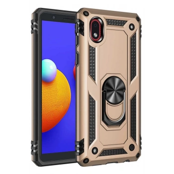Mey İthalat®  Samsung Galaxy A01 Core Kılıf Sofya Yüzüklü Silikon Kapak - Gold
